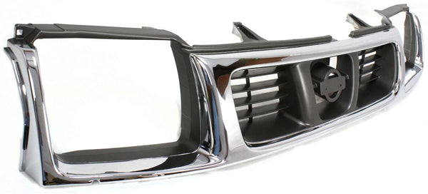 1998-2000 Nissan Frontier Grille, Chrome Shell/gray