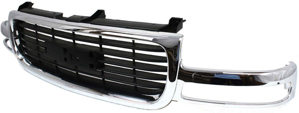 1999-2002 GMC Sierra Pickup Truck Grille, Chrome Shell/Black Insert