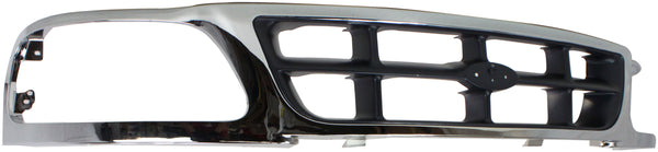 1997-1998 Ford F-150 Grille, Cross Bar, Chrome Shell/gray Insert