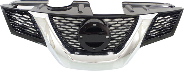 2014-2016 Nissan Rogue Grille, Painted Black, With Chrome Moulding