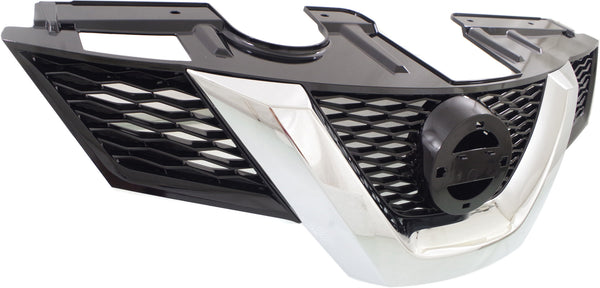 2014-2016 Nissan Rogue Grille, Painted Black, With Chrome Moulding