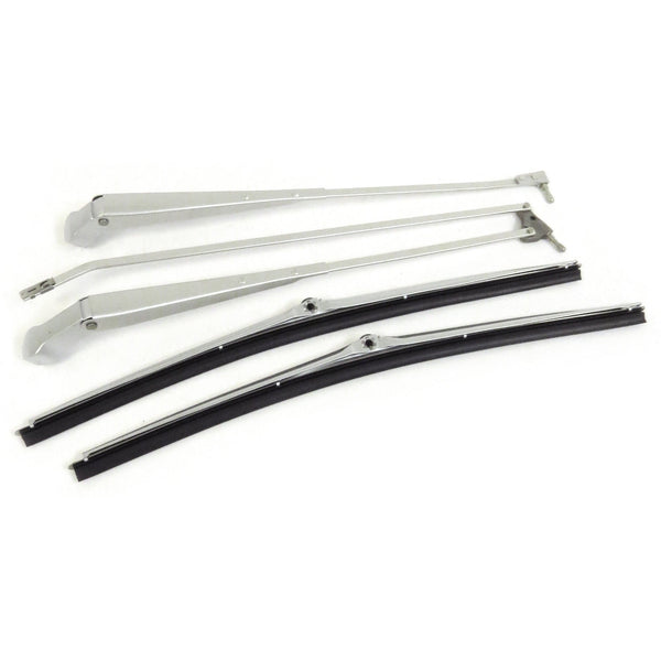 1968-1972 Pontiac LeMans Brushed Wiper Arms & Blades Kit w/Hidden Arm Style