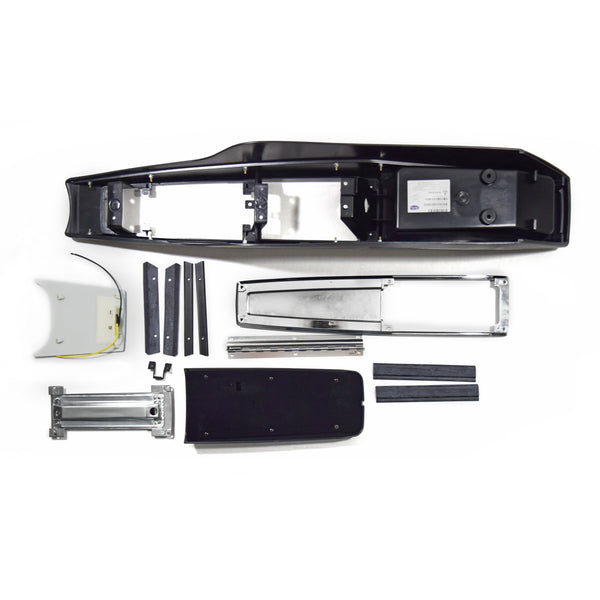 1970-1972 Chevy Chevelle CENTER CONSOLE KIT INCL. CONSOLE BASE, RR. LIGHT PANEL, CONSOLE DOOR/HINGE/CATCH, TOP PLATE, ALSO INCL. SEALING STRIP KIT & SHIFTER DIAL PLATE - Classic 2 Current Fabrication