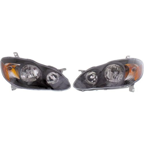 2003-2008 Toyota Corolla Clear Head Light, Assembly, Black, Set Of 2 - Classic 2 Current Fabrication